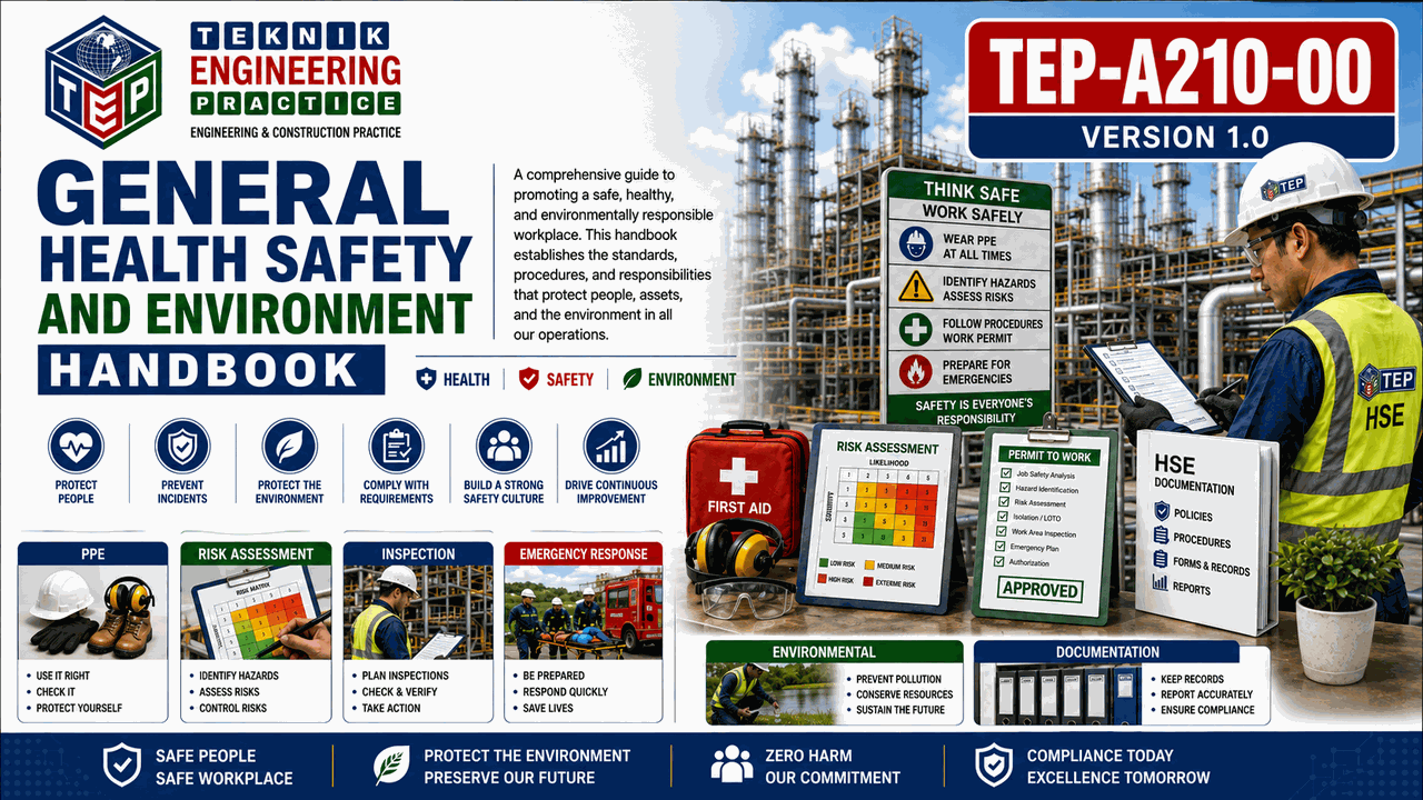 Thumbnail for TEP-A210-00 GENERAL HEALTH SAFETY AND ENVIRONMENT HANDBOOK VERSION 1.0